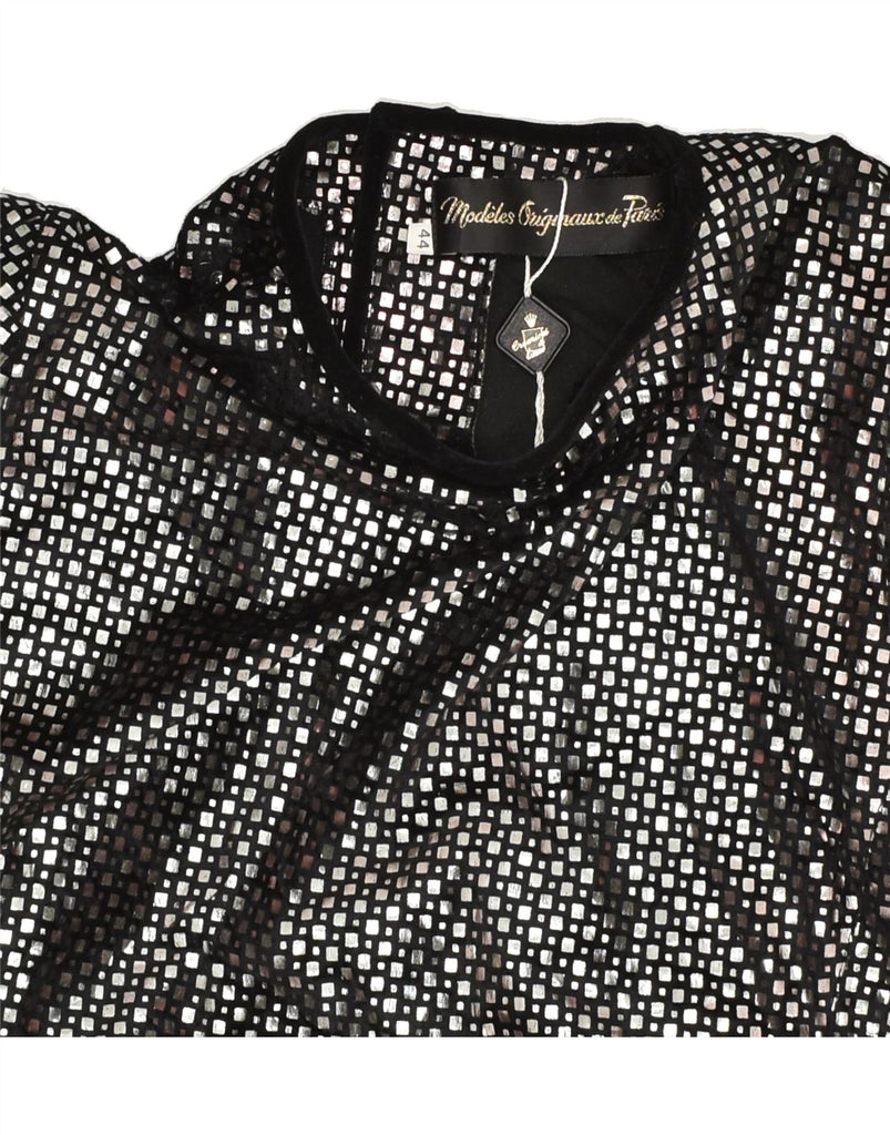 VINTAGE Womens Shirt Blouse IT 44 Medium Black Geometric | Vintage Vintage | Thrift | Second-Hand Vintage | Used Clothing | Messina Hembry 