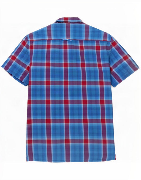 Superdry Mens Short Sleeve Shirt Medium Blue Check Cotton