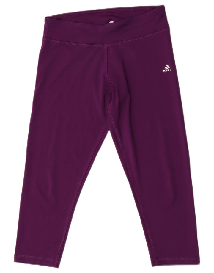 Adidas Womens Climalite Capri Leggings UK 8/10 Small  Purple Polyester