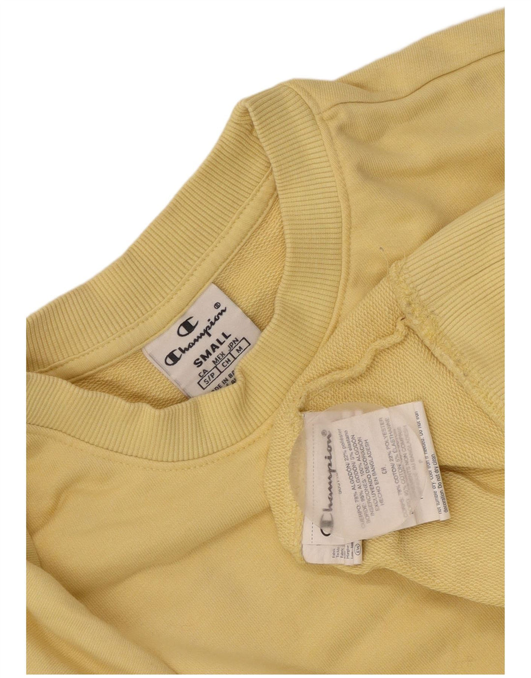 Champion Womens Oversized Sweatshirt Jumper UK 10 Small Yellow Cotton