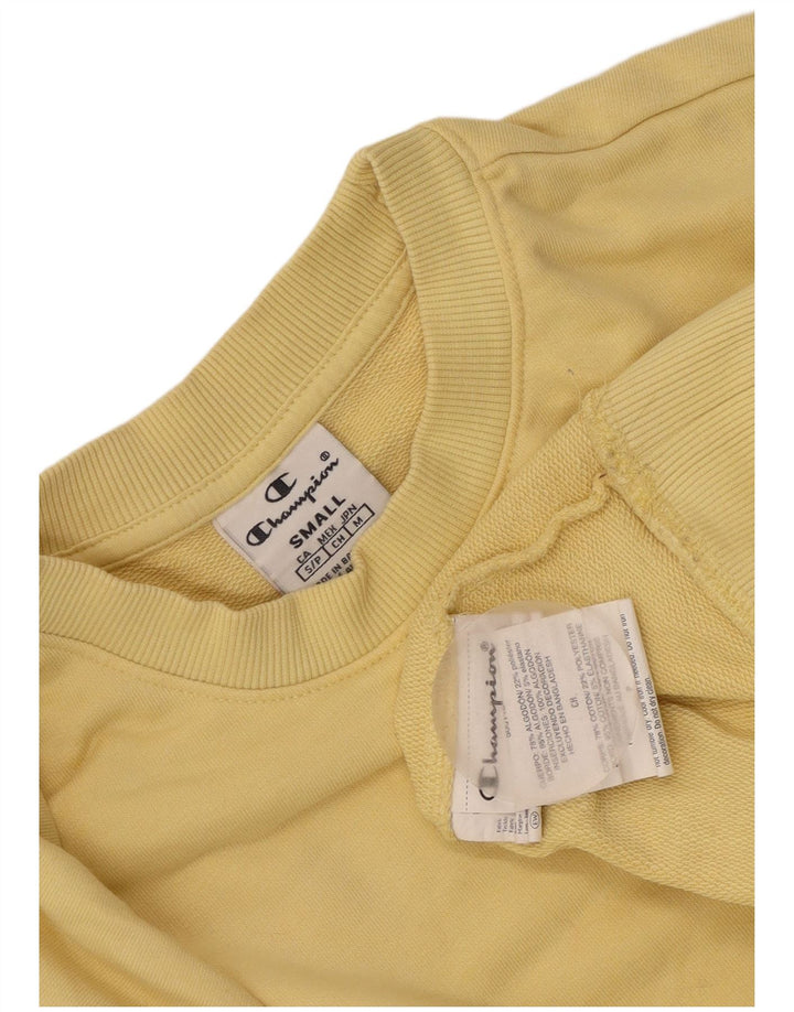 Champion Womens Oversized Sweatshirt Jumper UK 10 Small Yellow Cotton