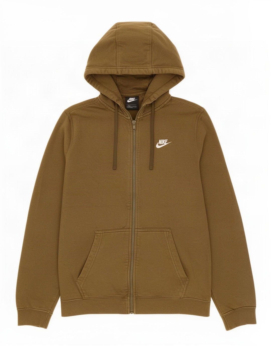 Nike Mens Zip Hoodie Sweater Medium Khaki Cotton
