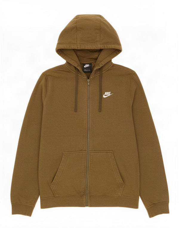 Nike Mens Zip Hoodie Sweater Medium Khaki Cotton