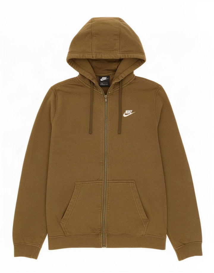 Nike Mens Zip Hoodie Sweater Medium Khaki Cotton