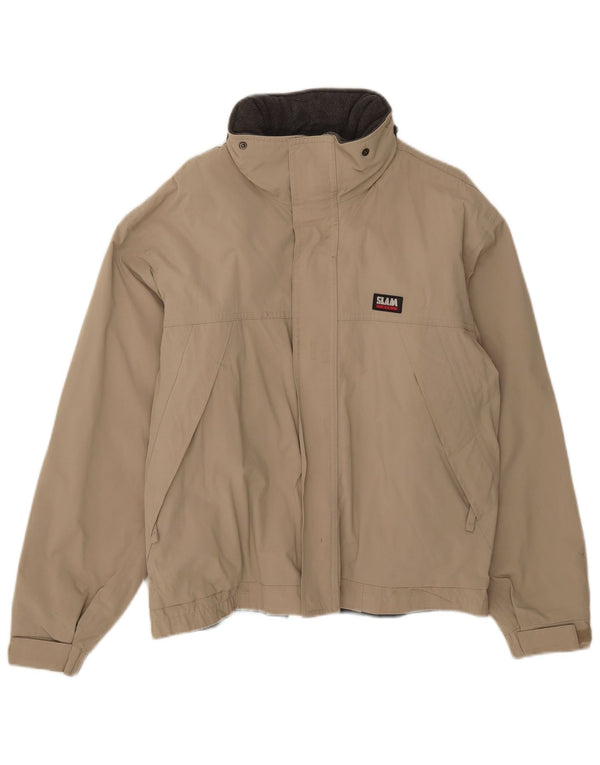 Slam Mens Hooded Windbreaker Jacket UK 36 Small Beige Nylon