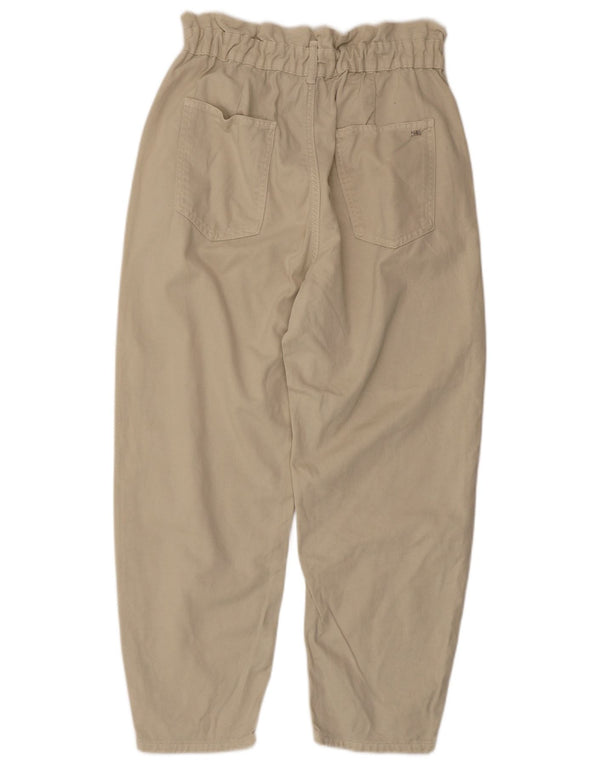 Zara Womens Cropped Trousers EU 42 Large W32 L25 Beige Cotton