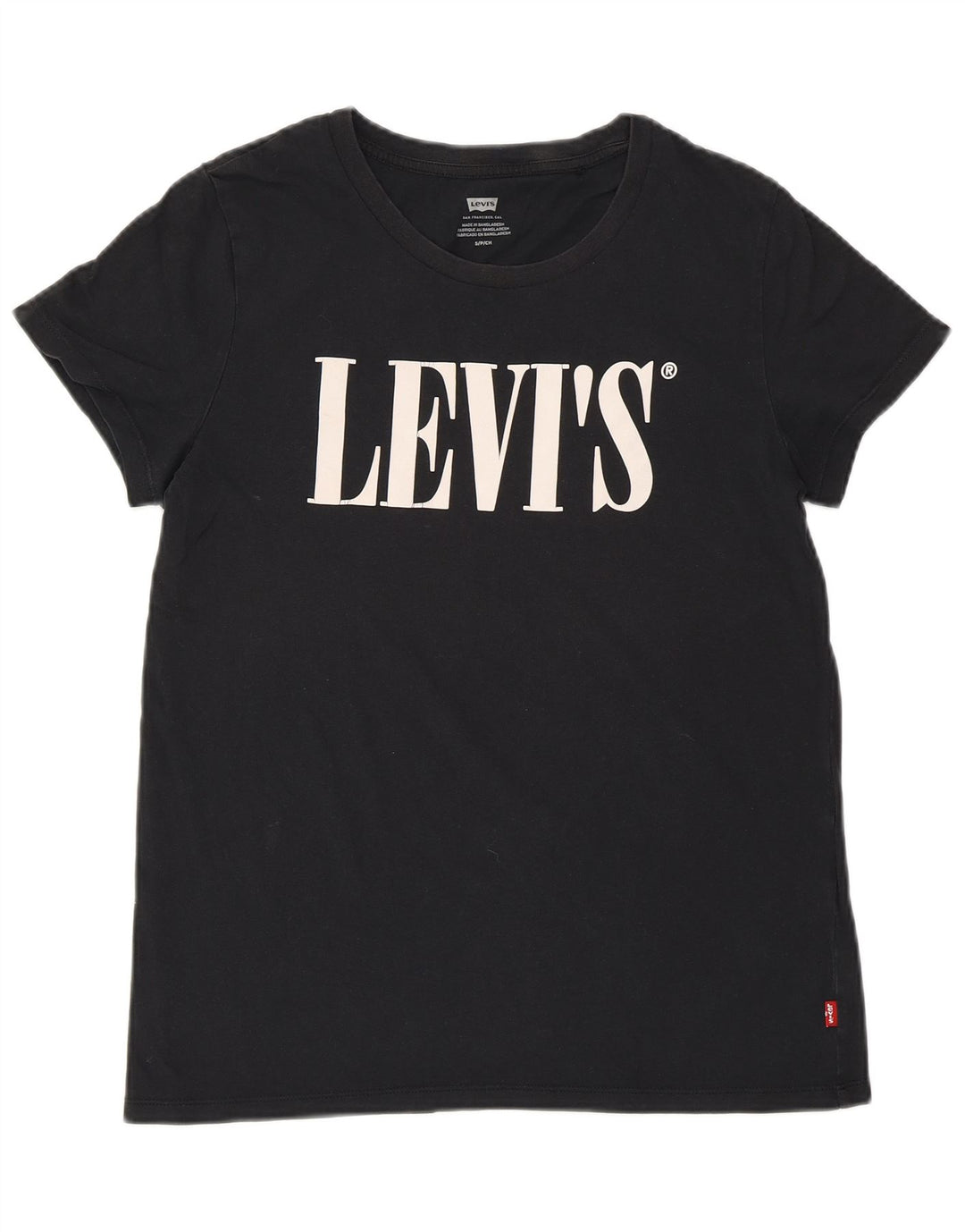 LEVI'S Womens Graphic T-Shirt Top UK 10 Small Black