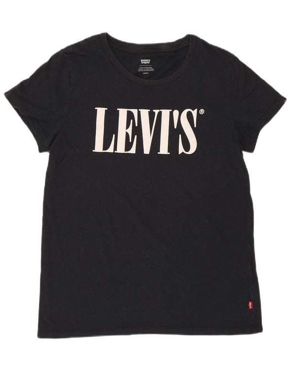 LEVI'S Womens Graphic T-Shirt Top UK 10 Small Black