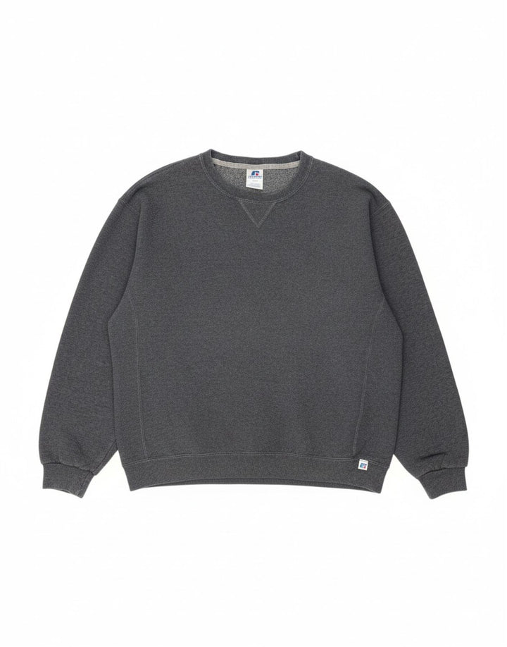 RUSSELL ATHLETIC Mens Grant Fit Sweatshirt Jumper Large Grey Cotton