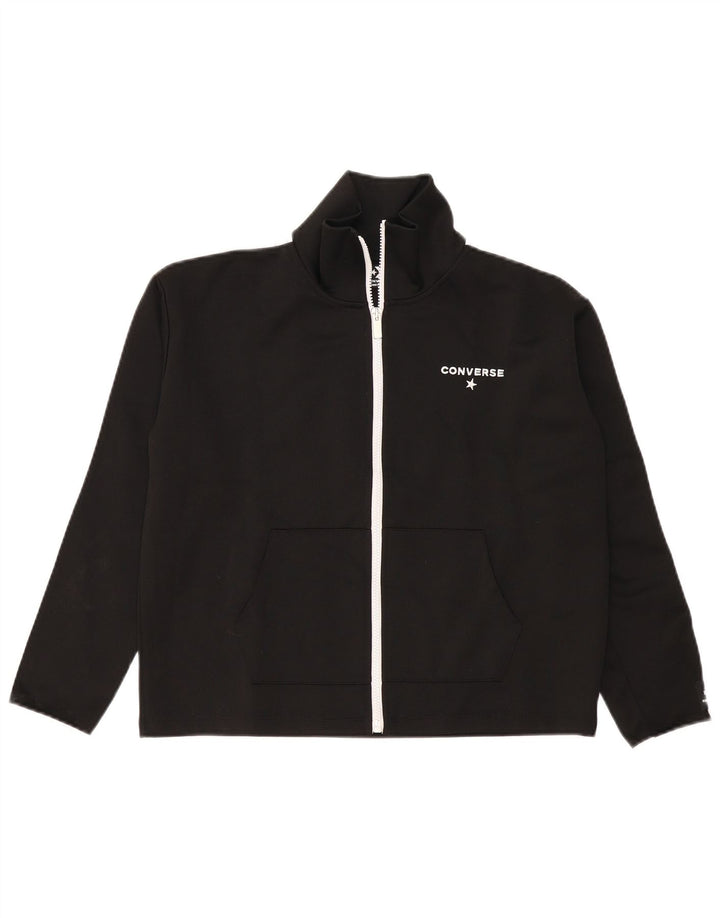Converse Womens Oversized Tracksuit Top Jacket UK 10 Small Black Cotton