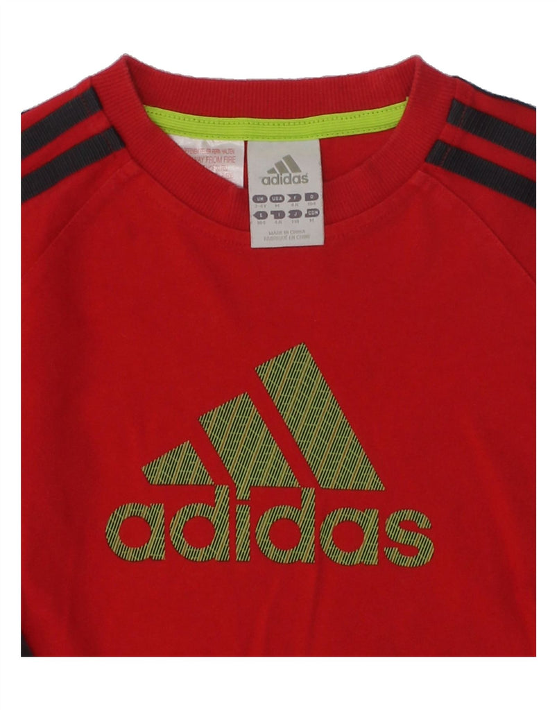 ADIDAS Boys Graphic Top Long Sleeve 3-4 Years Red Cotton | Vintage Adidas | Thrift | Second-Hand Adidas | Used Clothing | Messina Hembry 