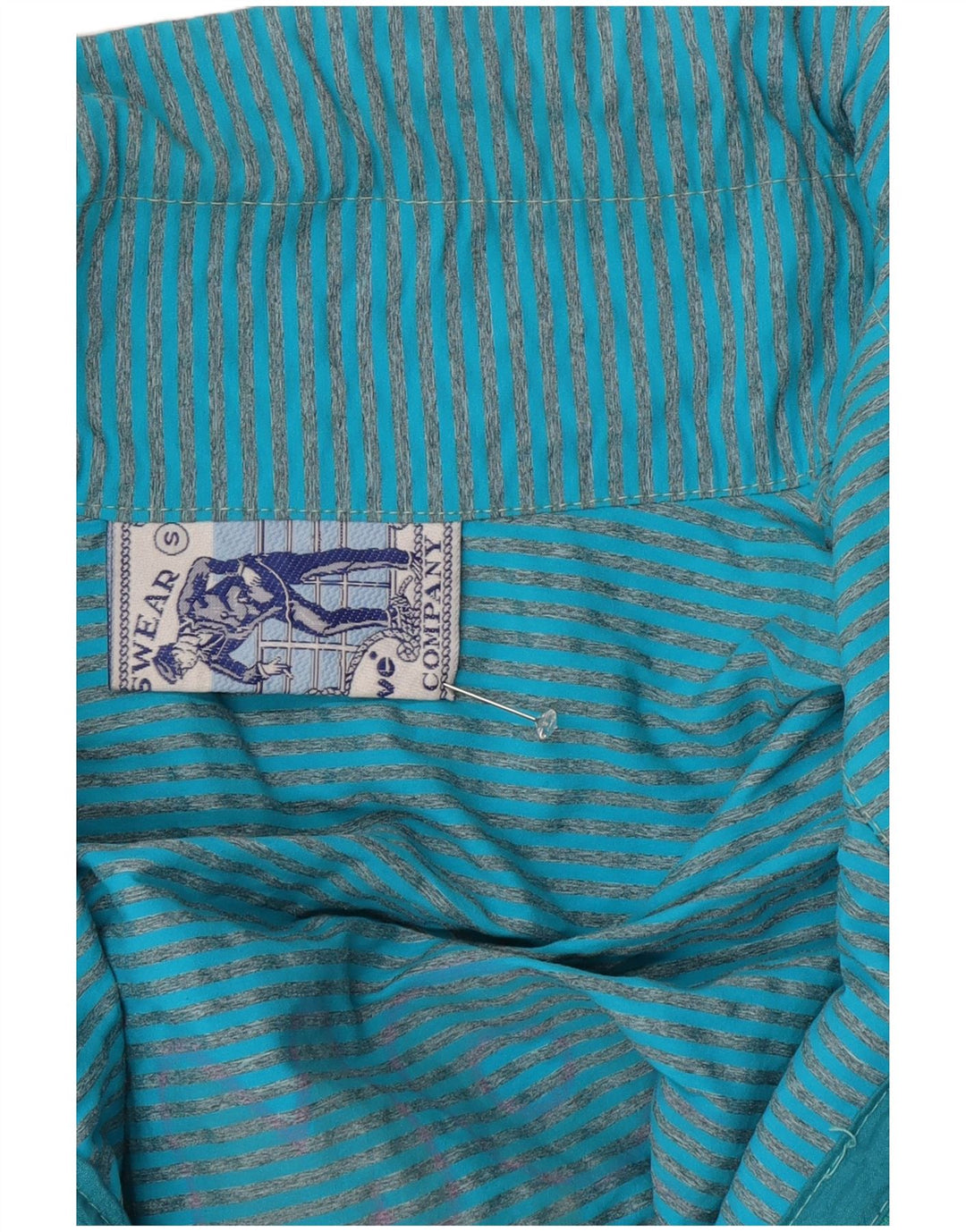 VINTAGE Mens Loose Fit Graphic Tracksuit Top Jacket Small Blue Striped