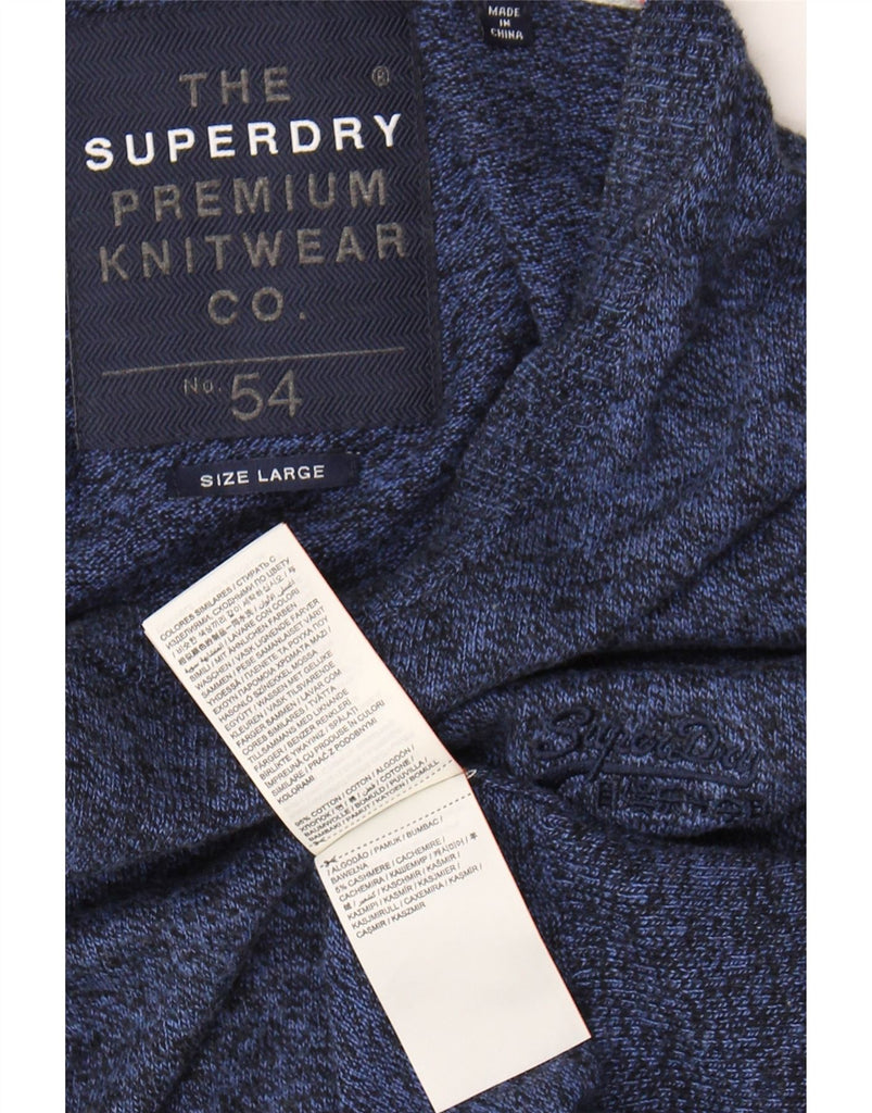 SUPERDRY Mens Boat Neck Jumper Sweater IT 54 XL Navy Blue Flecked Cotton Vintage Superdry and Second-Hand Superdry from Messina Hembry 