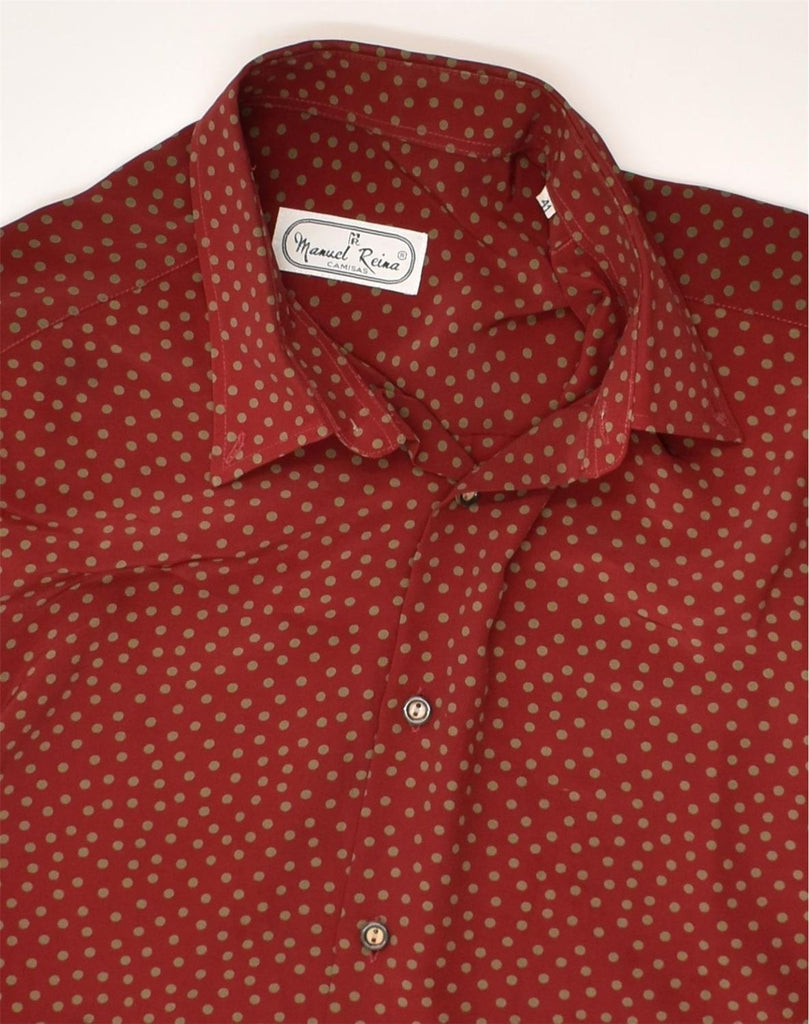 VINTAGE Mens Shirt Size 41 Large Burgundy Polka Dot Polyester | Vintage Vintage | Thrift | Second-Hand Vintage | Used Clothing | Messina Hembry 