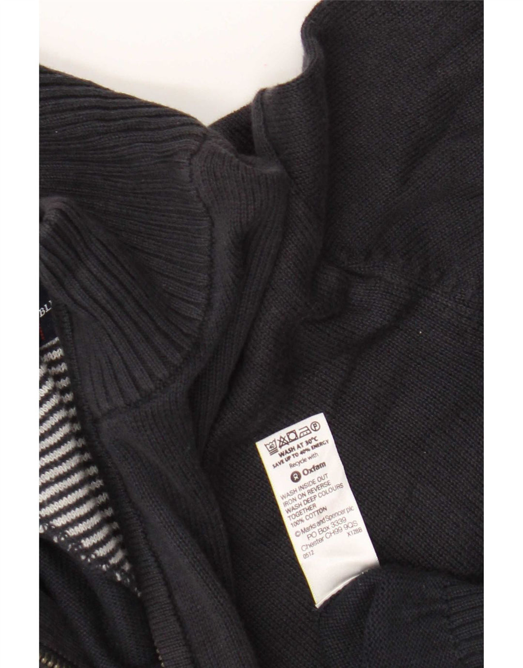 Marks & Spencer Mens Zip Neck Jumper Sweater Medium Navy Blue Cotton
