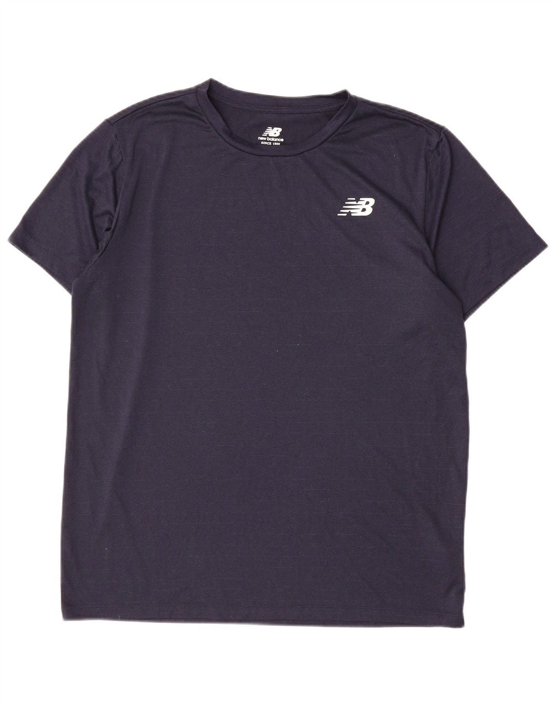 New Balance Mens T-Shirt Top Large Navy Blue Pinstripe Polyester