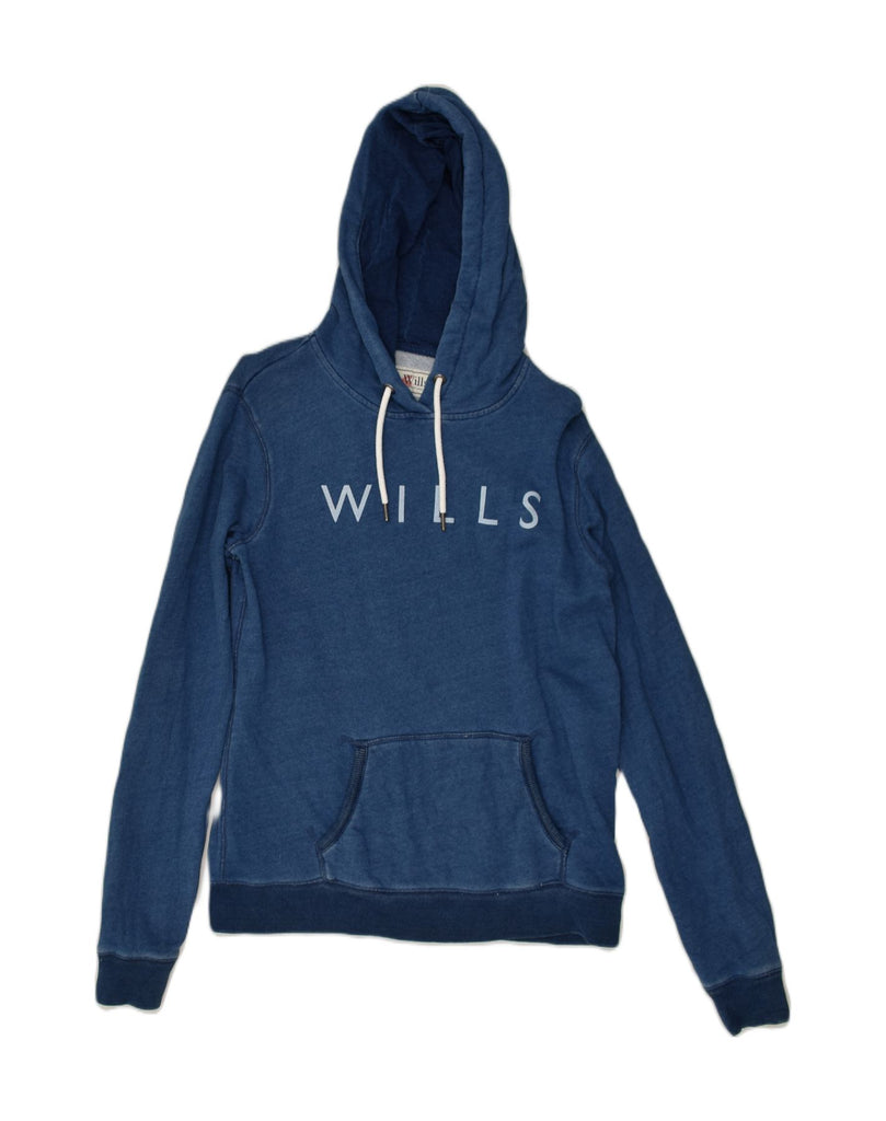 JACK WILLS Womens Graphic Hoodie Jumper UK 12 Medium Navy Blue Cotton | Vintage Jack Wills | Thrift | Second-Hand Jack Wills | Used Clothing | Messina Hembry 