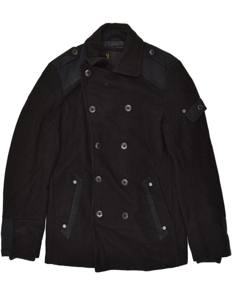 JACK & JONES Mens Military Jacket UK 38 Medium Black Wool | Vintage Jack & Jones | Thrift | Second-Hand Jack & Jones | Used Clothing | Messina Hembry 