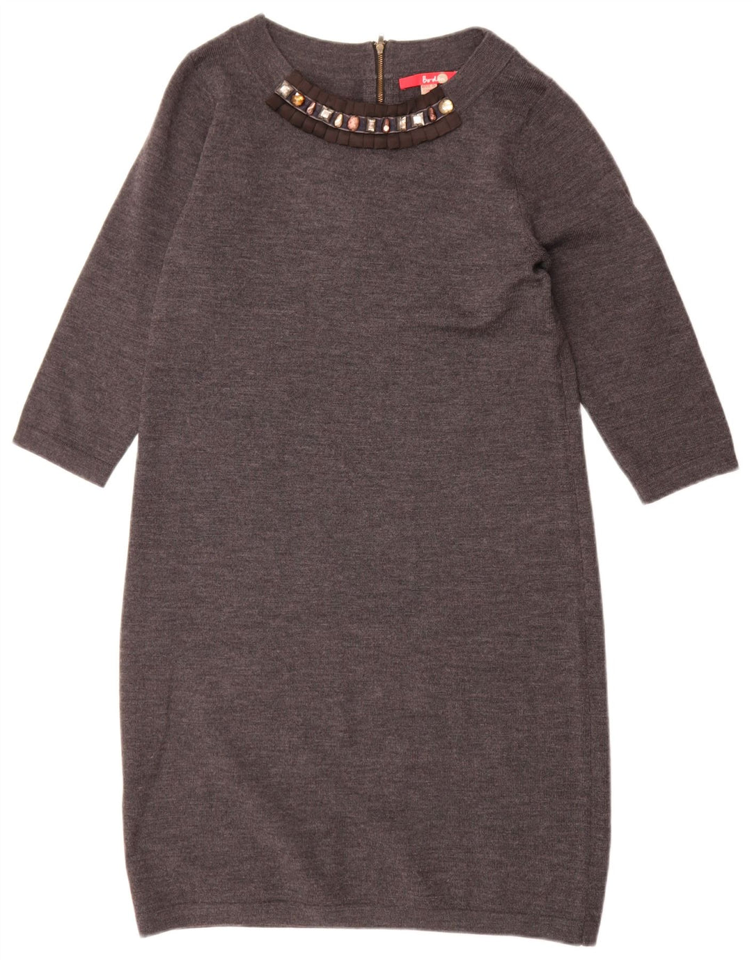 Boden Womens 3/4 Sleeve Jumper Dress UK 12 Medium Grey