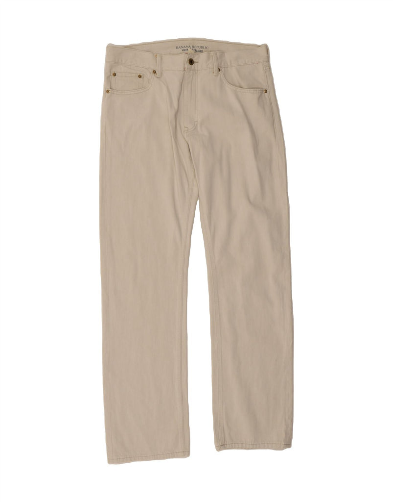 BANANA REPUBLIC Mens Straight Casual Trousers W34 L32 Off White Cotton Vintage Banana Republic and Second-Hand Banana Republic from Messina Hembry 