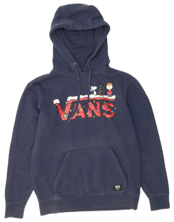 Vans Mens Peanuts Graphic Loose Fit Hoodie Jumper XS Navy Blue Cotton