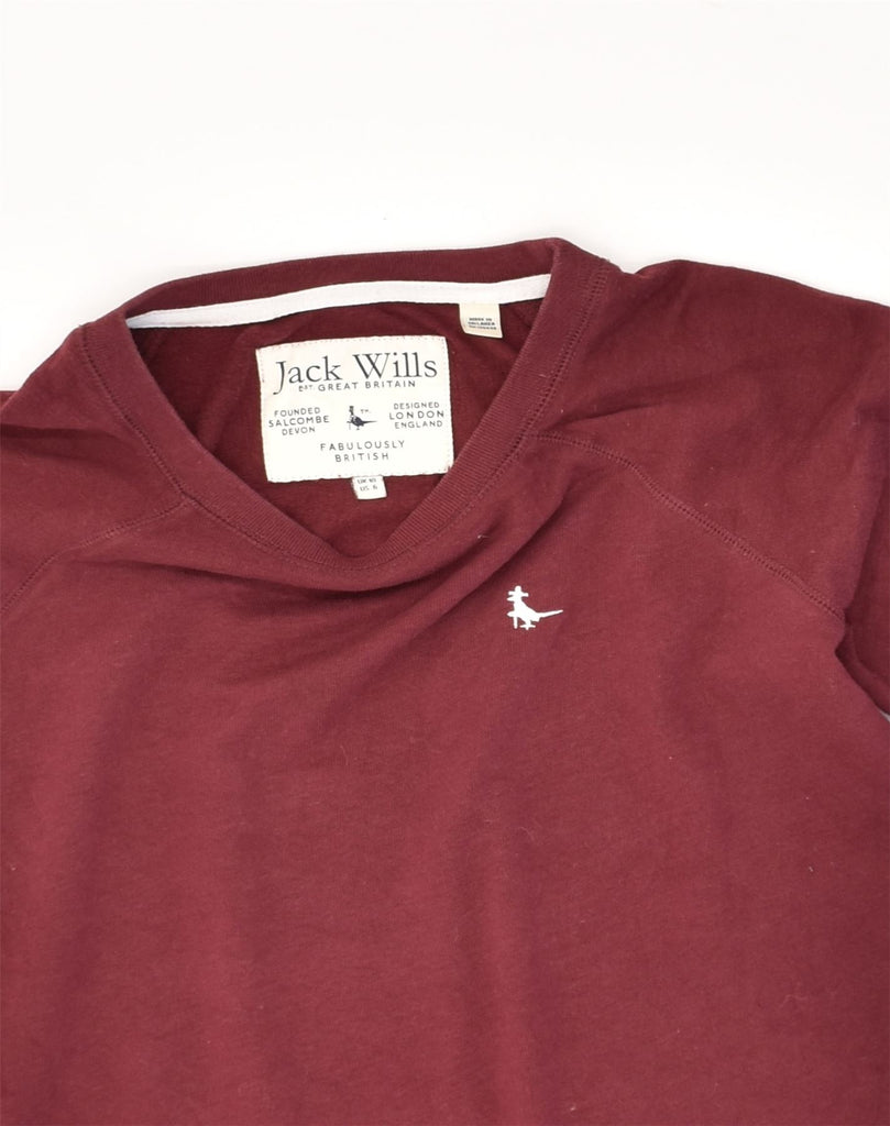 JACK WILLS Womens Sweatshirt Jumper UK 10 Small  Maroon Cotton | Vintage Jack Wills | Thrift | Second-Hand Jack Wills | Used Clothing | Messina Hembry 