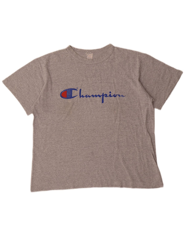 Champion Mens Graphic T-Shirt Top Large Grey Acrylic