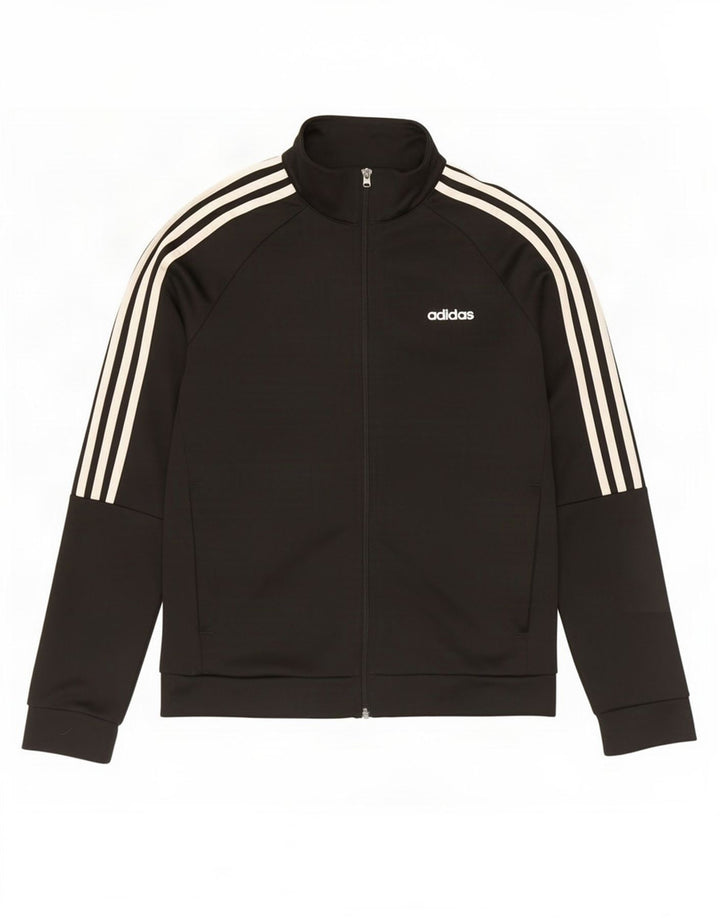 Adidas Womens Tracksuit Top Jacket UK 12/14 Medium Black Polyester