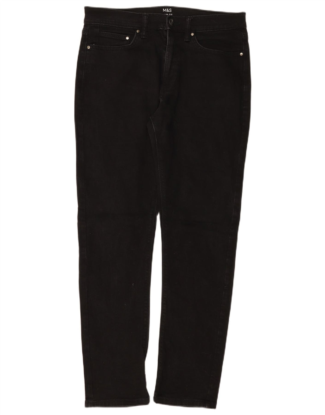 Marks & Spencer Mens Regular Slim Jeans W32 L31 Black Cotton