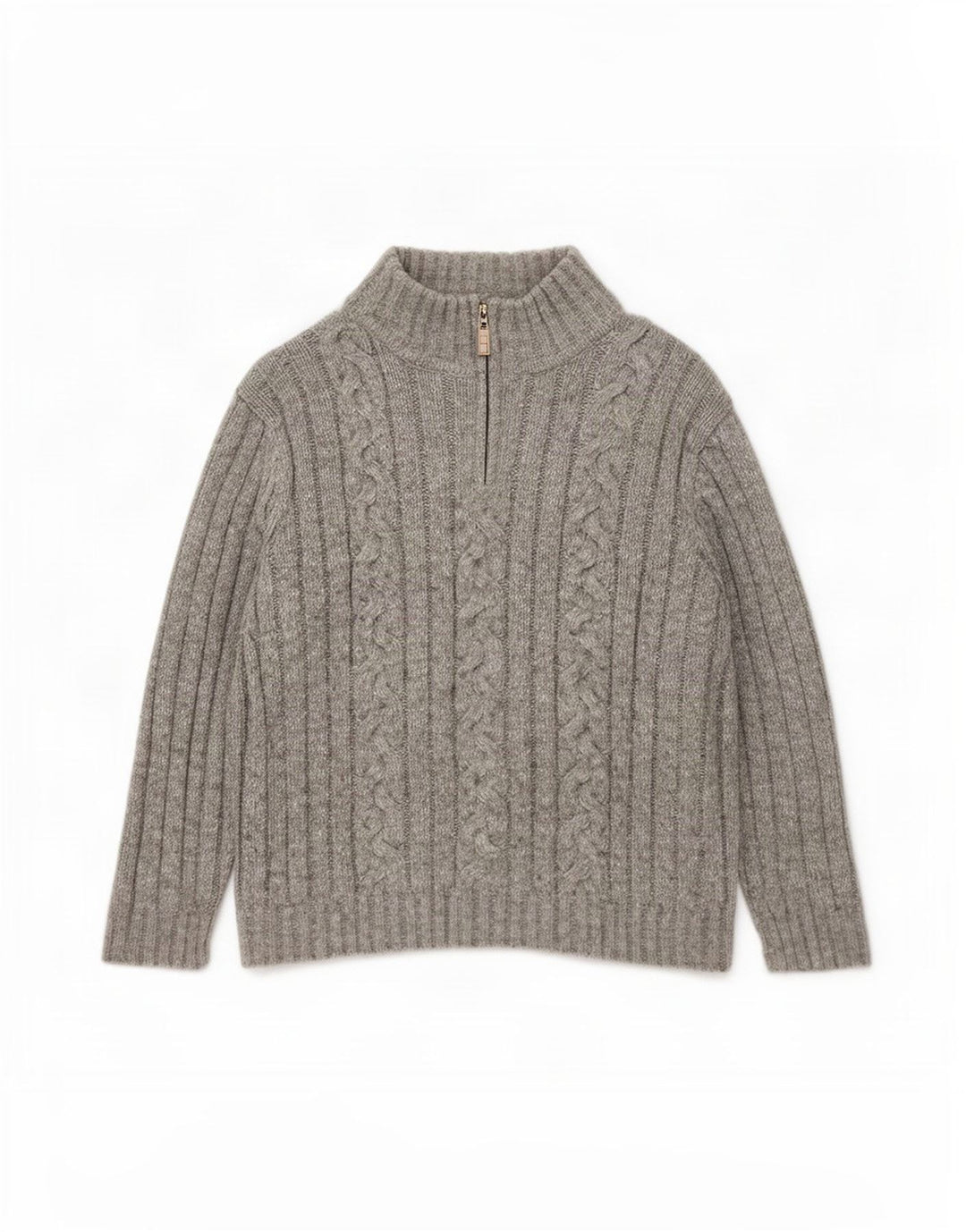 Marks & Spencer Mens Zip Neck Jumper Sweater XL Grey Acrylic