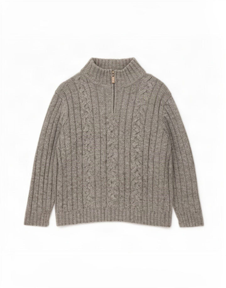 Marks & Spencer Mens Zip Neck Jumper Sweater XL Grey Acrylic