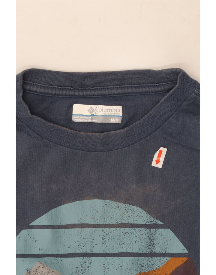 Columbia Mens Graphic Top Long Sleeve Medium Blue Cotton