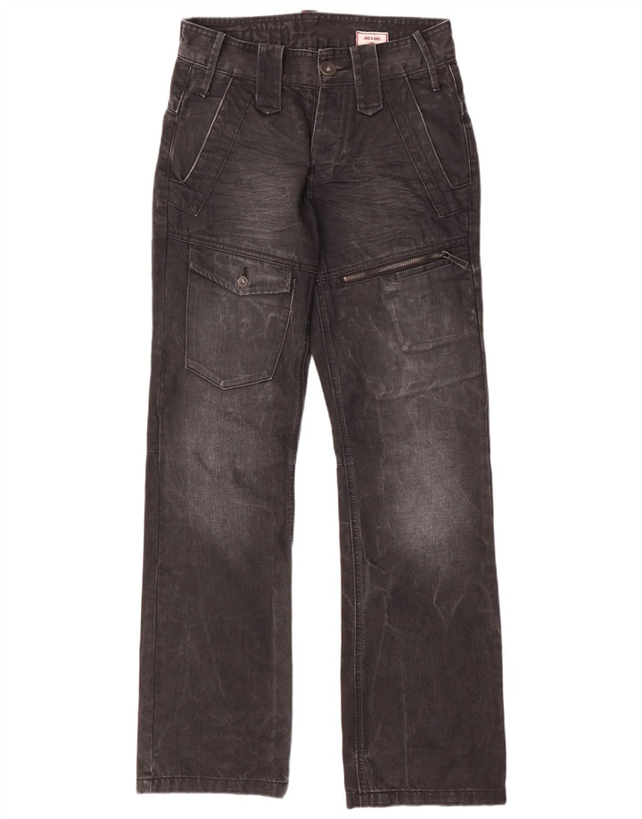Jack & Jones Mens Cargo Straight Jeans W28 L32 Grey Cotton