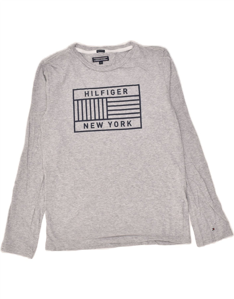 TOMMY HILFIGER Girls Graphic Top Long Sleeve 11-12 Years Grey Cotton | Vintage Tommy Hilfiger | Thrift | Second-Hand Tommy Hilfiger | Used Clothing | Messina Hembry 