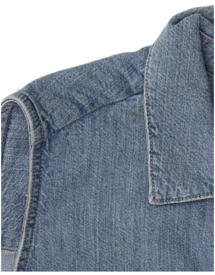 Levi's Womens Crop Sleeveless Denim Shirt UK 10 Small Blue Cotton