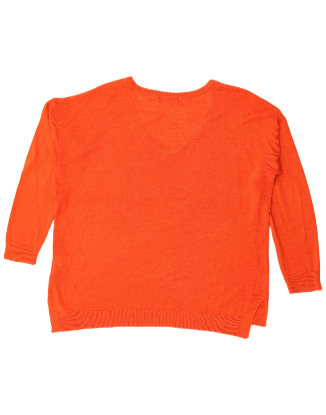 Marks & Spencer Womens Oversized V-Neck Jumper Sweater UK 14 Large Orange