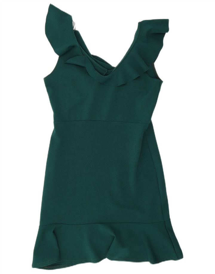 Quiz Womens Sleeveless Sheath Dress UK 12 Medium Green Polyester