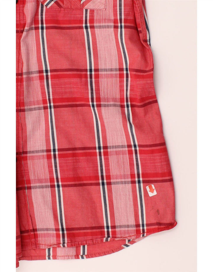 SMOG Mens Military Slim Fit Short Sleeve Shirt Medium Red Check Cotton Vintage Smog and Second-Hand Smog from Messina Hembry 
