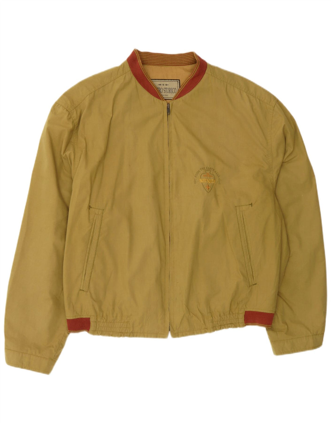 VINTAGE Mens Bomber Jacket IT 54 2XL Khaki Cotton