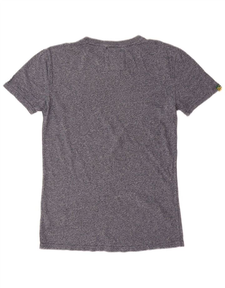 SUPERDRY Mens Graphic T-Shirt Top Small Blue Flecked Cotton