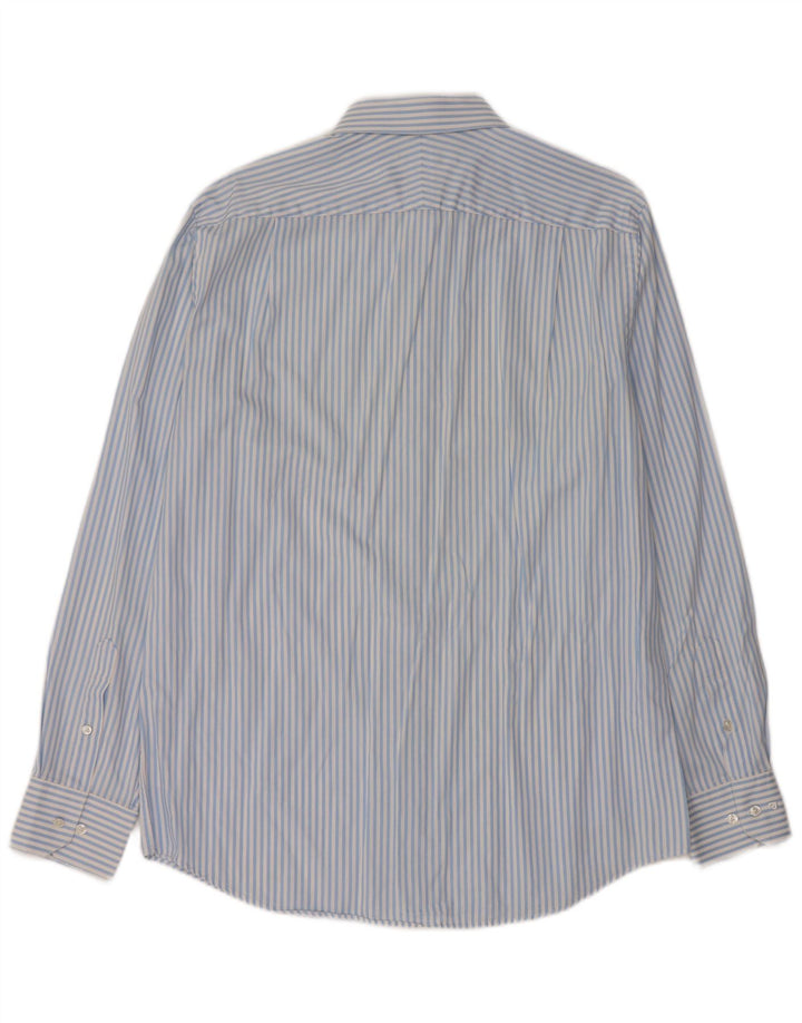 Pierre Cardin Mens Shirt Size 41 Medium Blue Striped Cotton