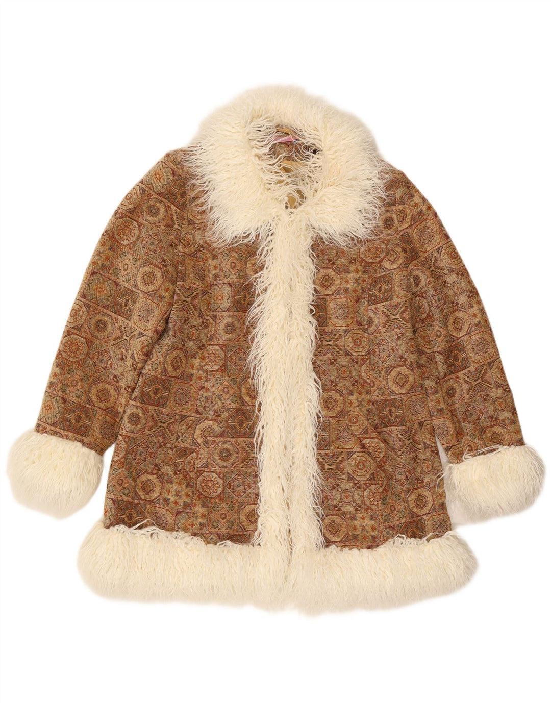 Joe Browns Womens Overcoat UK 18 XL Brown Geometric Polyester