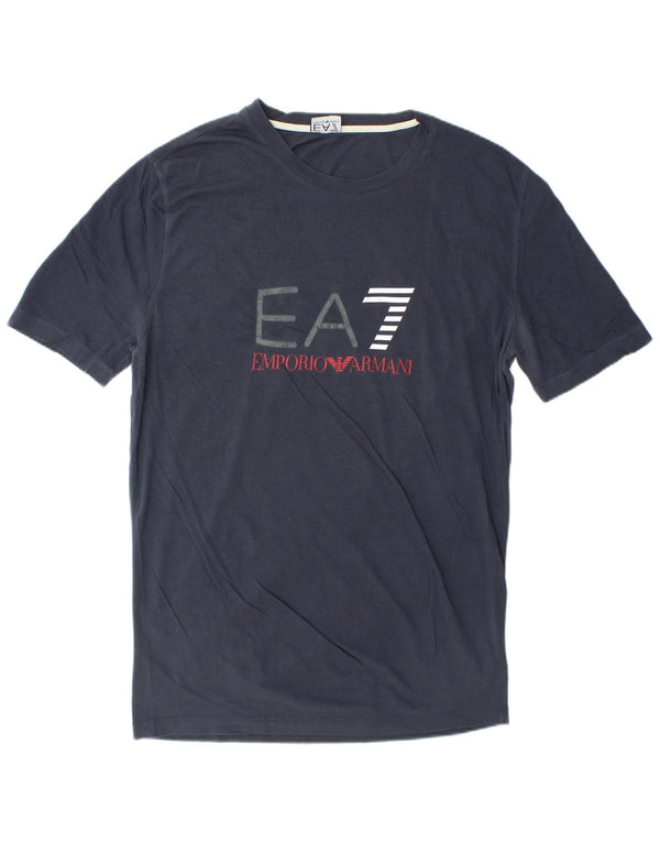 Emporio Armani Mens Graphic T-Shirt Top XL Navy Blue Cotton
