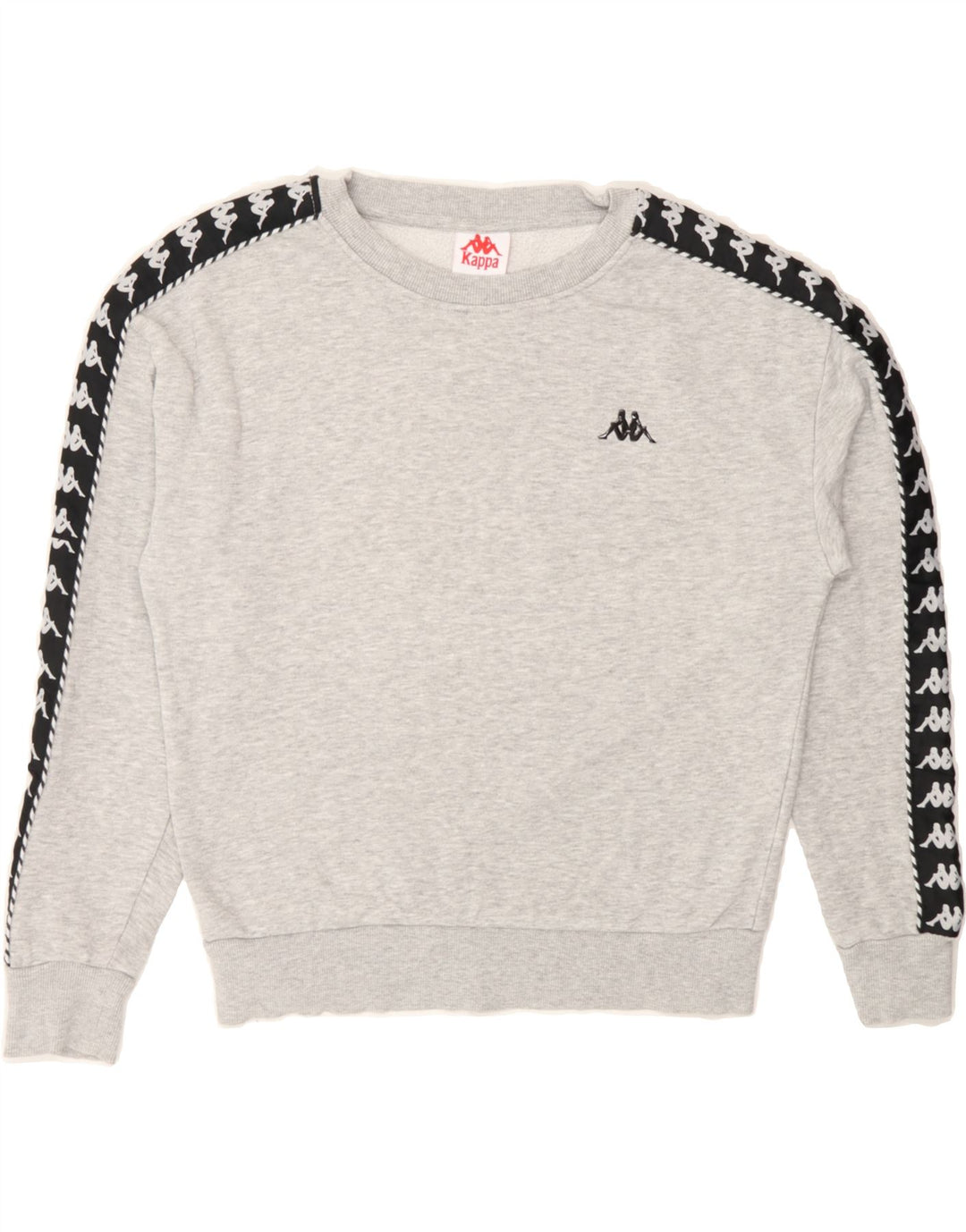 KAPPA Womens Graphic Sweatshirt Jumper UK 10 Small Grey Colourblock Vintage Kappa and Second-Hand Kappa from Messina Hembry 