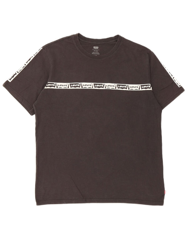 Levi's Mens Larston Relaxed Fit Graphic T-Shirt Top Medium Black Cotton