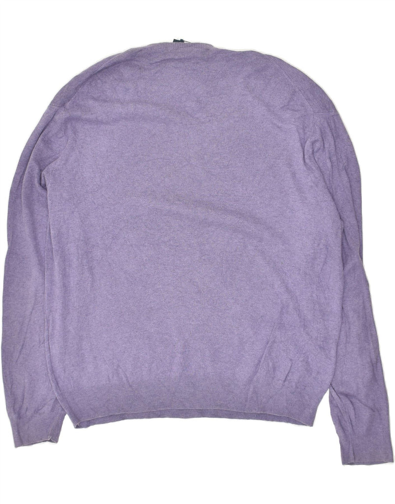 POLO RALPH LAUREN Mens V-Neck Jumper Sweater XL Purple Cotton | Vintage Polo Ralph Lauren | Thrift | Second-Hand Polo Ralph Lauren | Used Clothing | Messina Hembry 