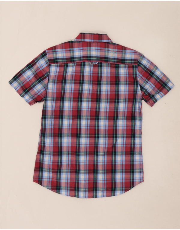 CREW CLOTHING Mens Short Sleeve Shirt Medium Blue Check Cotton
