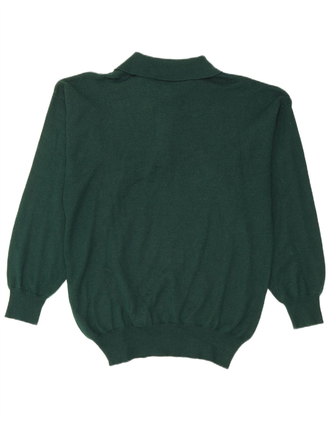 VINTAGE Mens Polo Neck Jumper Sweater Small Green Argyle/Diamond Wool