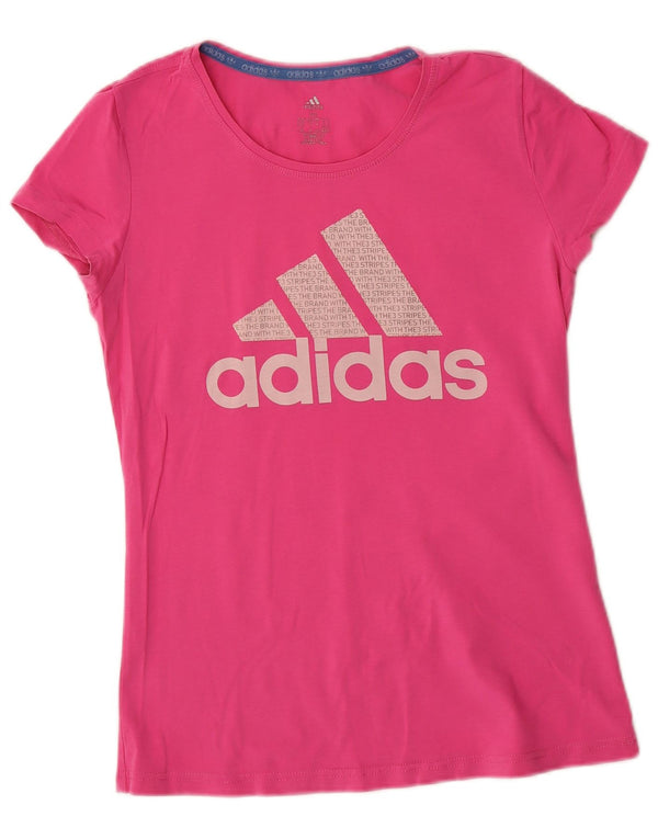 Adidas Womens Climalite Graphic T-Shirt Top UK 12 Medium Pink