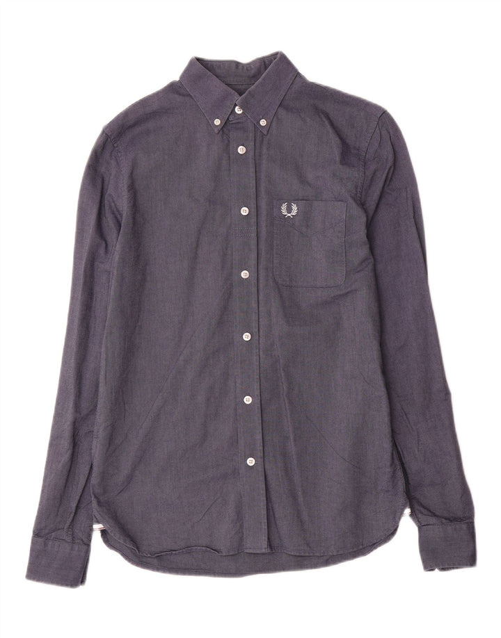 Fred Perry Mens Shirt Small Navy Blue Cotton